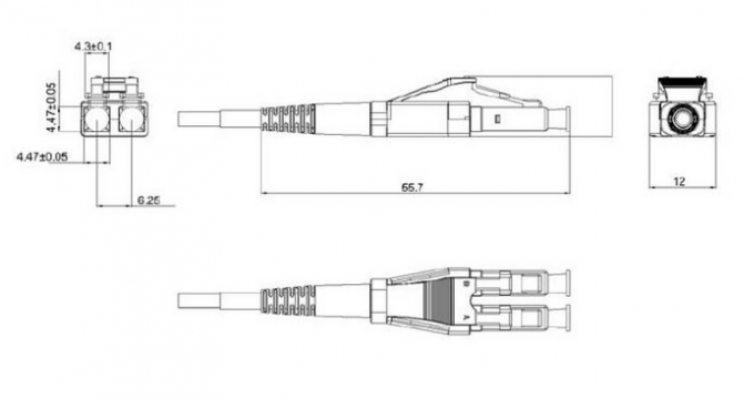 Jednomodowe złącza światłowodowe LC / UPC Duplex Uniboot Fiber Cable Connector
